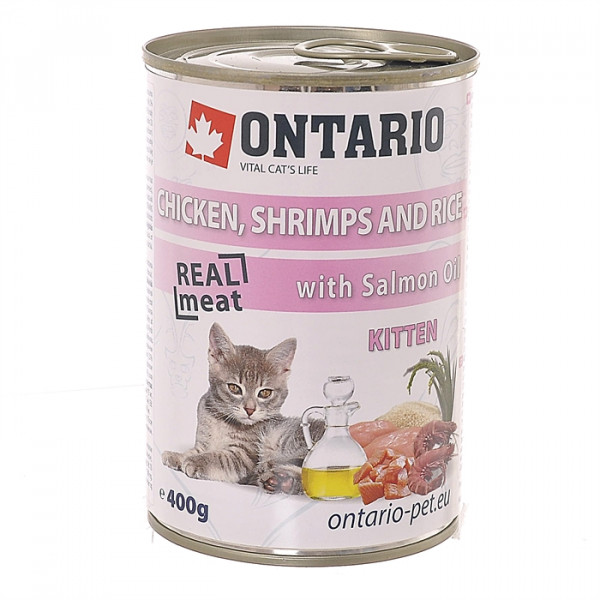 Ontario Консервы для котят с курицей, креветками и рисом