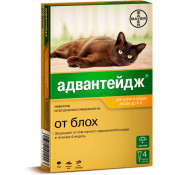 Bayer Капли на холку от блох для котят и кошек (4 пипетки) Адвантейдж