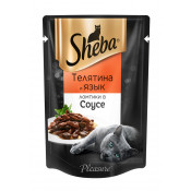 Sheba Консервы для кошек паучи Pleasure ломтики в соусе, телятина и язык