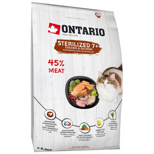 Ontario Корм для пожилых стерилизованных кошек с курицей