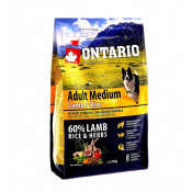 Ontario Корм для собак с ягненком и рисом Adult Medium Lamb & Rice