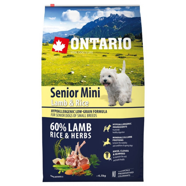 Ontario Корм для пожилых собак малых пород с ягненком и рисом