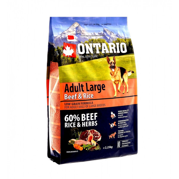 Ontario Корм для собак крупных пород с говядиной и рисом