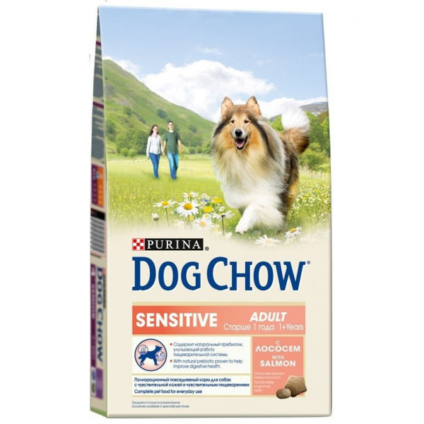 Dog Chow Корм для чувствствительных к питанию собак с лососем и рисом