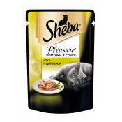 Sheba Консервы для кошек паучи Pleasure ломтики в соусе, утка и цыпленок