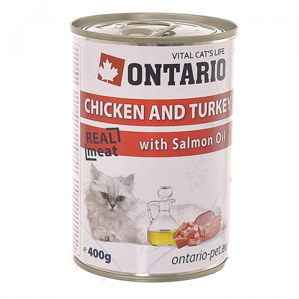 Ontario Консервы для кошек с курицей и индейкой