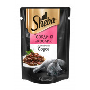 Sheba Консервы для кошек паучи Pleasure ломтики в соусе, говядина и кролик