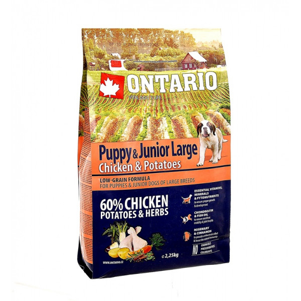 Ontario Корм для щенков крупных пород с курицей и картофелем