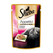 Sheba Консервы для кошек паучи Appetito ломтики в желе, говядина и кролик