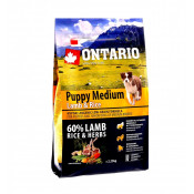Ontario Корм для щенков с ягненком и рисом Puppy Medium Lamb & Rice