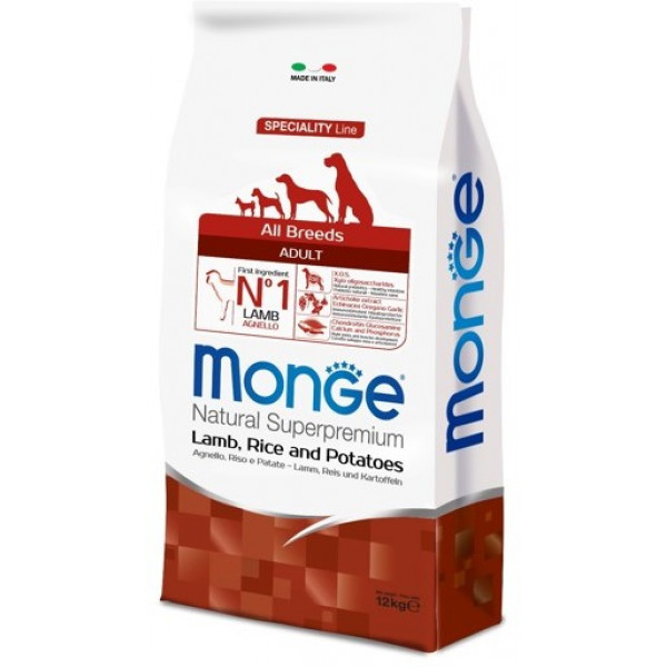 Monge Корм для собак всех пород с ягненком, рисом и картофелем