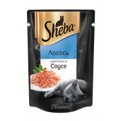 Sheba Консервы для кошек паучи Pleasure ломтики в соусе, лосось