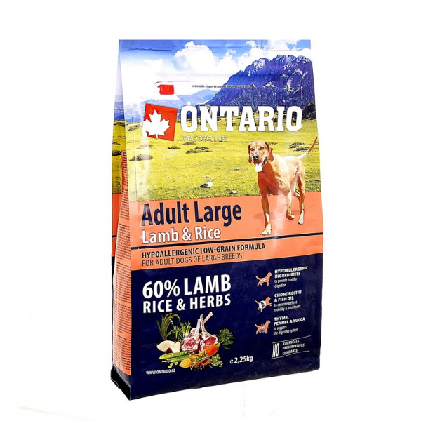 Ontario Корм для собак крупных пород с ягненком, индейкой и рисом