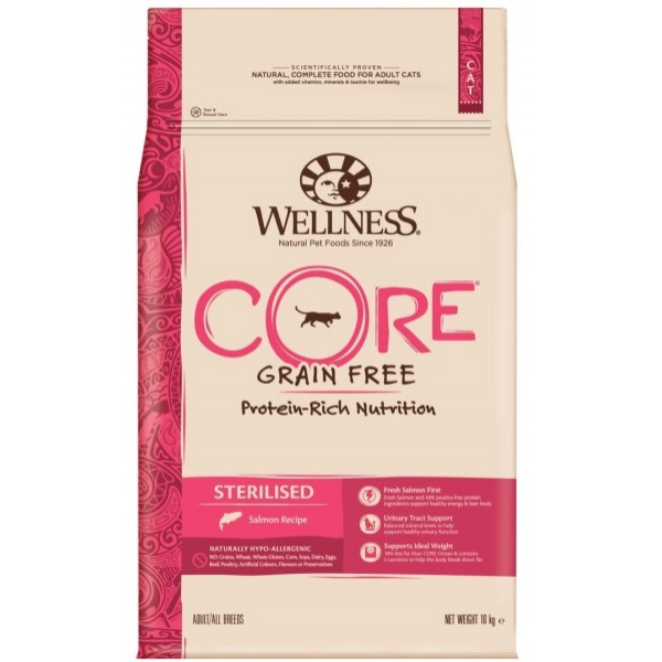 Wellness Core CORE корм из лосося для стерилизованных кошек и кастрированных котов 10 кг